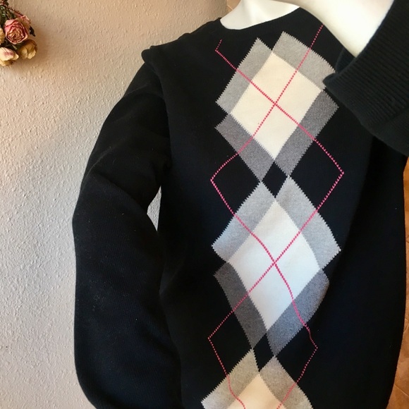 💍 Izod Argyle Sweater Black ~Hot Pink~Grey ~White - Picture 2 of 8